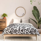Fun black and white doodle art pattern Comforter Gallery Image 3
