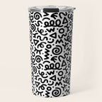 Fun black and white doodle art pattern Travel Mug Gallery Image 1