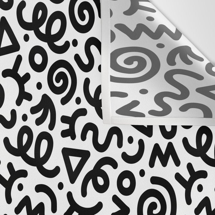 Fun black and white doodle art pattern Wall Tapestry Gallery Image 3