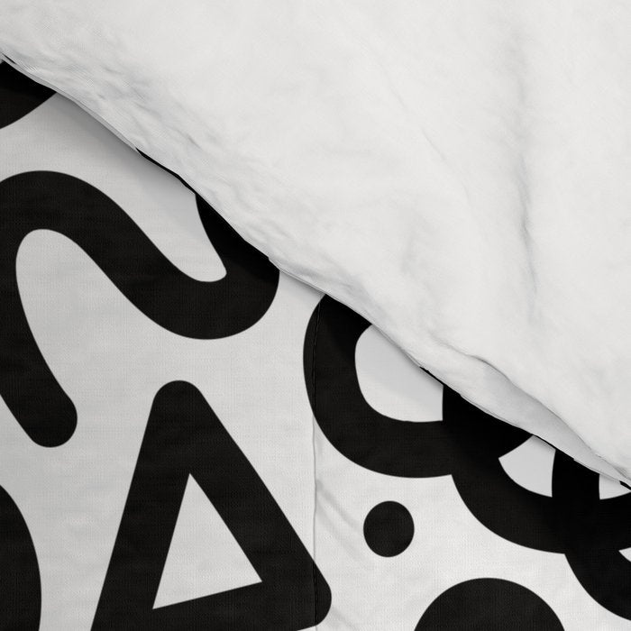 Fun black and white doodle art pattern Comforter Gallery Image 4
