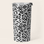 Fun black and white doodle art pattern Travel Mug Gallery Image 2