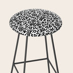Fun black and white doodle art pattern Stool Gallery Image 2