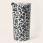 Fun black and white doodle art pattern Travel Mug Gallery Image 3