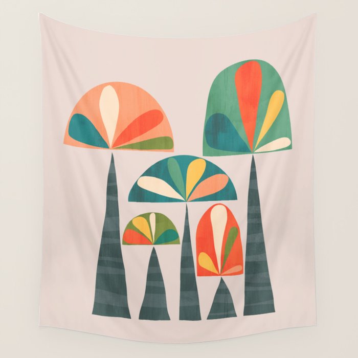 Quirky retro palm trees Wall Tapestry Gallery Image 4