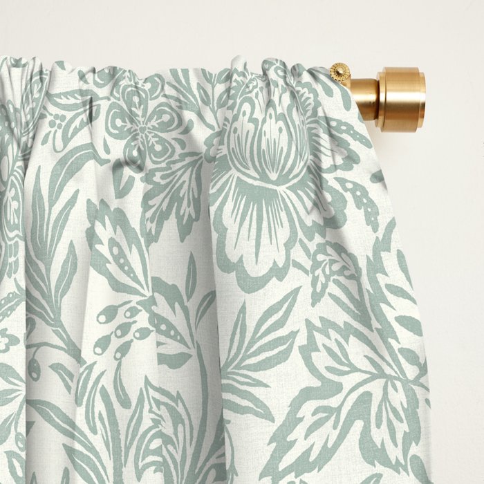 Jacobean Floral - sagebrush  Window Curtain Gallery Image 2