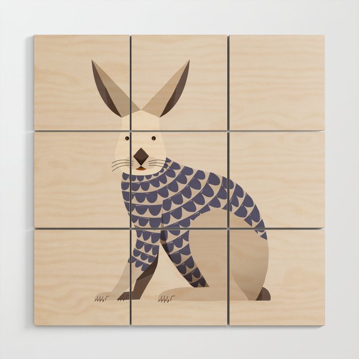 Whimsical European Hare Wood Wall Art Gallery Image 1