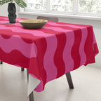  Red and Pink Candy Striped Waves Tablecloth Gallery Image 3