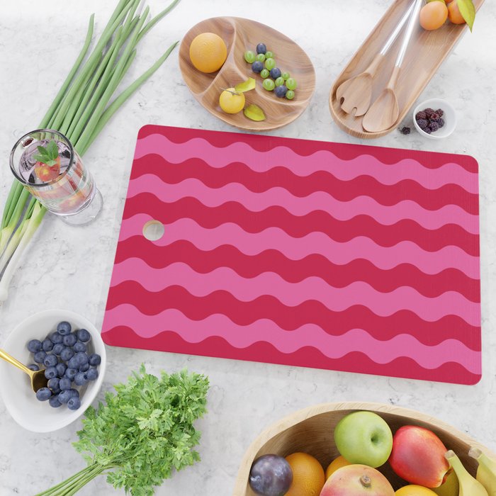  Red and Pink Candy Striped Waves Cutting Board Gallery Image 2