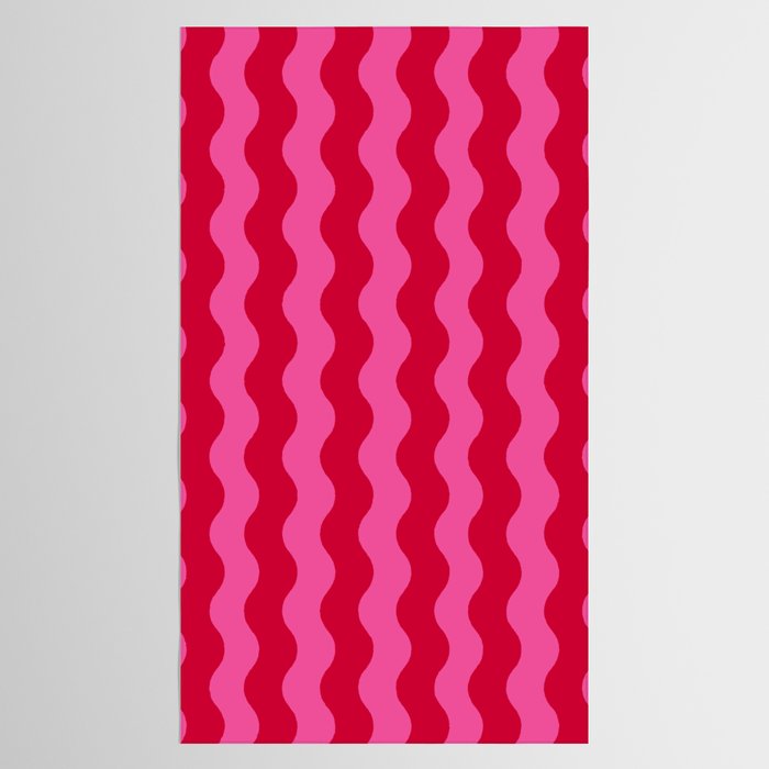  Red and Pink Candy Striped Waves Tablecloth Gallery Image 2