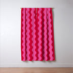  Red and Pink Candy Striped Waves Window Curtain Gallery Image 3