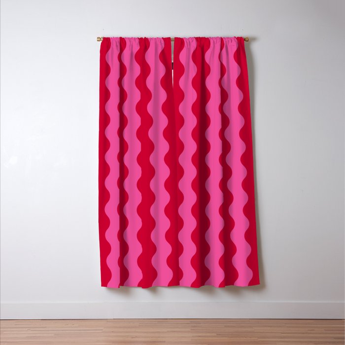  Red and Pink Candy Striped Waves Window Curtain Gallery Image 3