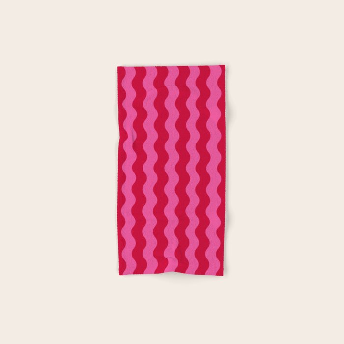  Red and Pink Candy Striped Waves Bath Towel Gallery Image 1