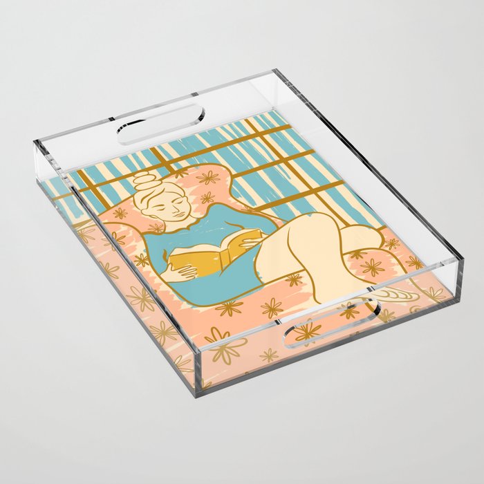 Portrait of a Woman Reading - Quiet Time 1 Acrylic Tray Gallery Image 1