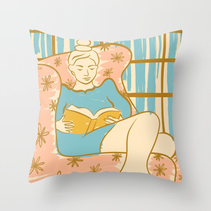 Portrait of a Woman Reading - Quiet Time 1 Throw Pillow Gallery Image 1