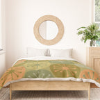 Mid Century Modern Atomic Retro Dots Pattern in Vintage Olive Green and Cantaloupe Orange Duvet Cover Gallery Image 3