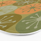 Mid Century Modern Atomic Retro Dots Pattern in Vintage Olive Green and Cantaloupe Orange Bath Mat Gallery Image 3