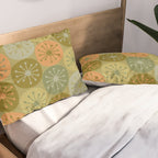 Mid Century Modern Atomic Retro Dots Pattern in Vintage Olive Green and Cantaloupe Orange Pillow Sham Gallery Image 2