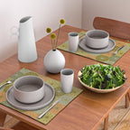 Mid Century Modern Atomic Retro Dots Pattern in Vintage Olive Green and Cantaloupe Orange Placemat Gallery Image 2