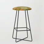 Mid Century Modern Atomic Retro Dots Pattern in Vintage Olive Green and Cantaloupe Orange Stool Gallery Image 1