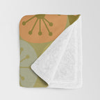 Mid Century Modern Atomic Retro Dots Pattern in Vintage Olive Green and Cantaloupe Orange Throw Blanket Gallery Image 3