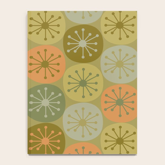 Mid Century Modern Atomic Retro Dots Pattern in Vintage Olive Green and Cantaloupe Orange Notebook Gallery Image 4