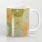 Mid Century Modern Atomic Retro Dots Pattern in Vintage Olive Green and Cantaloupe Orange Coffee Mug Gallery Image 1