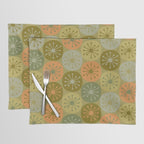Mid Century Modern Atomic Retro Dots Pattern in Vintage Olive Green and Cantaloupe Orange Placemat Gallery Image 1