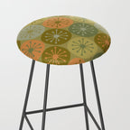 Mid Century Modern Atomic Retro Dots Pattern in Vintage Olive Green and Cantaloupe Orange Stool Gallery Image 2