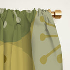 Mid Century Modern Atomic Retro Dots Pattern in Vintage Olive Green and Cantaloupe Orange Window Curtain Gallery Image 2