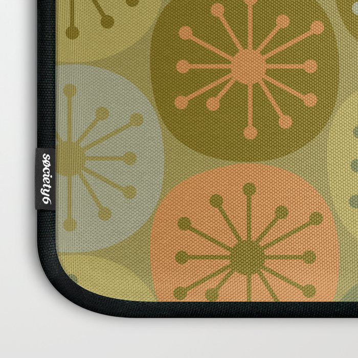 Mid Century Modern Atomic Retro Dots Pattern in Vintage Olive Green and Cantaloupe Orange Laptop Sleeve Gallery Image 3
