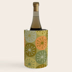 Mid Century Modern Atomic Retro Dots Pattern in Vintage Olive Green and Cantaloupe Orange Wine Chiller Gallery Image 1