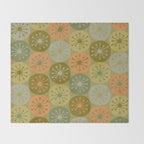 Mid Century Modern Atomic Retro Dots Pattern in Vintage Olive Green and Cantaloupe Orange Throw Blanket Gallery Image 2
