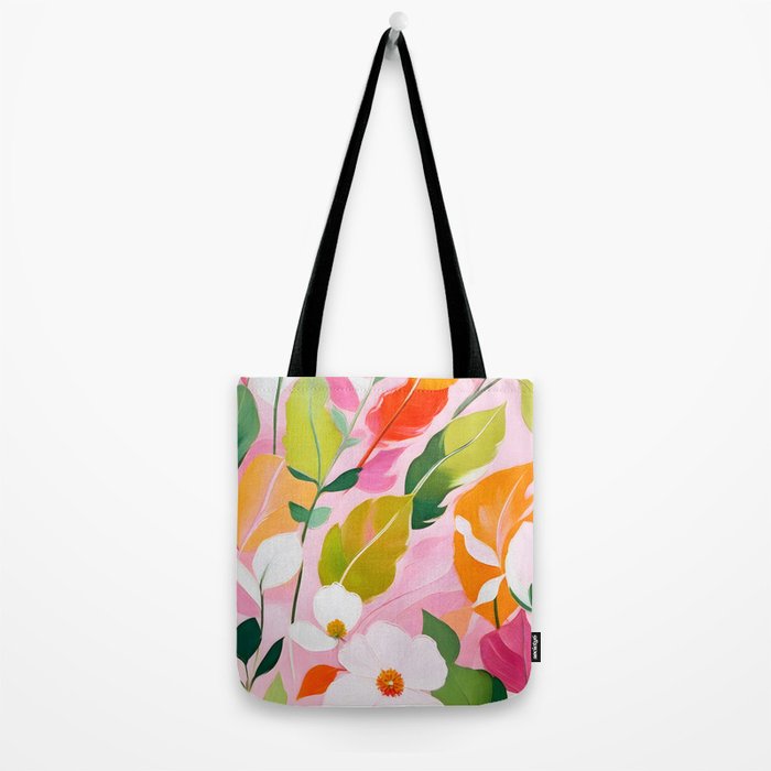 Pastelchio, Pastel Floral Botanical Spring, Flowers Blush Blossom Pink Garden Painting, Bohemian Chic Subdued Nature Plants Tote Bag Gallery Image 2
