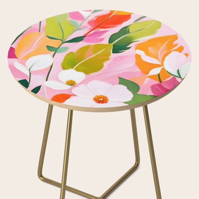 Pastelchio, Pastel Floral Botanical Spring, Flowers Blush Blossom Pink Garden Painting, Bohemian Chic Subdued Nature Plants Side Table Gallery Image 2
