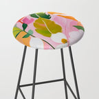 Pastelchio, Pastel Floral Botanical Spring, Flowers Blush Blossom Pink Garden Painting, Bohemian Chic Subdued Nature Plants Stool Gallery Image 2
