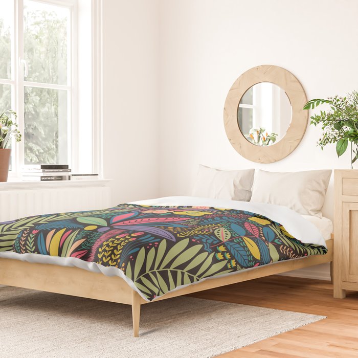 Retro colorful jungle nature plant pattern Duvet Cover Gallery Image 2