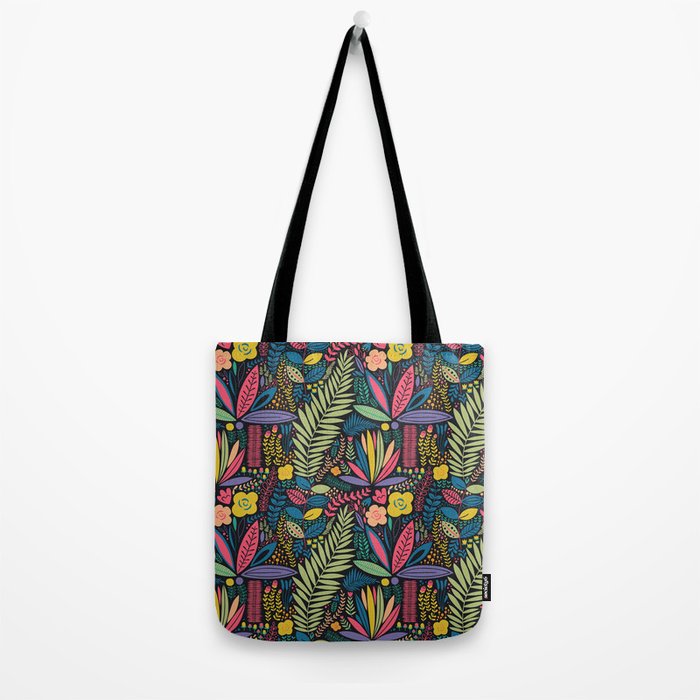Retro colorful jungle nature plant pattern Tote Bag Gallery Image 2