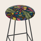 Retro colorful jungle nature plant pattern Stool Gallery Image 2