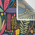 Retro colorful jungle nature plant pattern Wall Tapestry Gallery Image 3