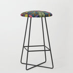 Retro colorful jungle nature plant pattern Stool Gallery Image 1