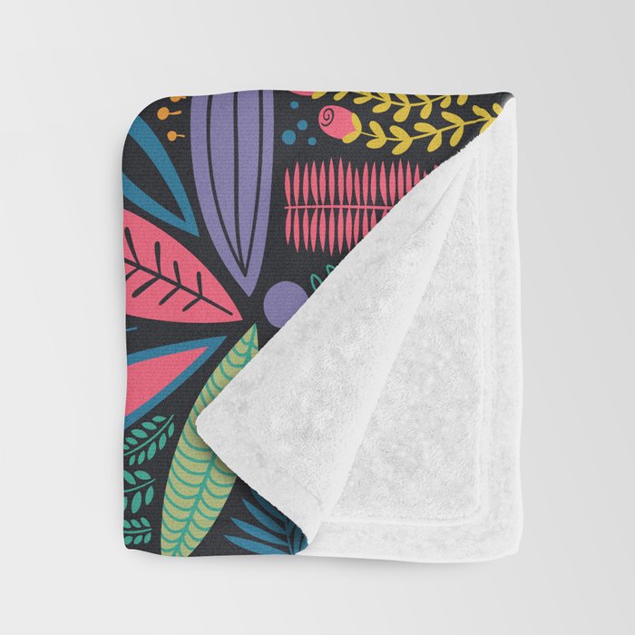 Retro colorful jungle nature plant pattern Throw Blanket Gallery Image 3