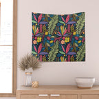Retro colorful jungle nature plant pattern Wall Tapestry Gallery Image 2