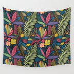Retro colorful jungle nature plant pattern Wall Tapestry Gallery Image 4