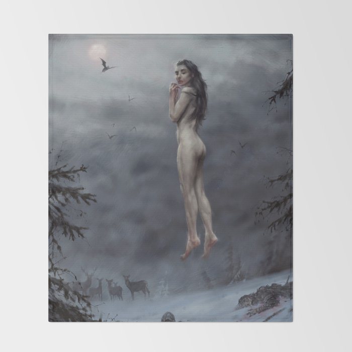 Full moon dinner Throw Blanket Gallery Image 2