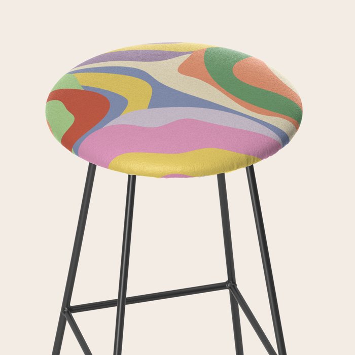 Retro Colorful Swirl Pattern Stool Gallery Image 2