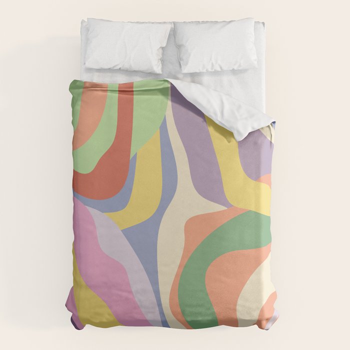 Retro Colorful Swirl Pattern Duvet Cover Gallery Image 1