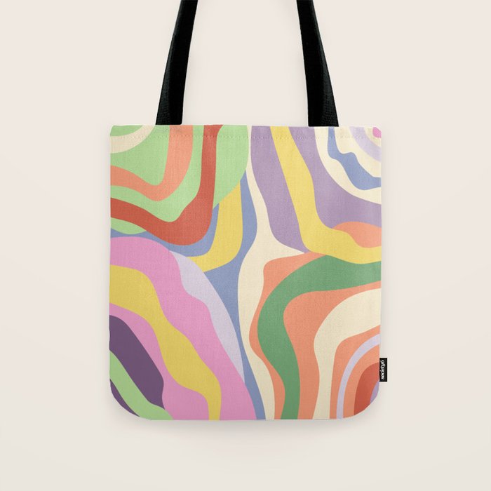 Retro Colorful Swirl Pattern Tote Bag Gallery Image 1