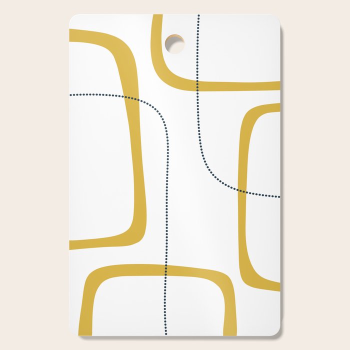 Mustard Rings Midcentury Modern Minimalist Abstract with Navy Blue and White Cutting Board Gallery Image 1