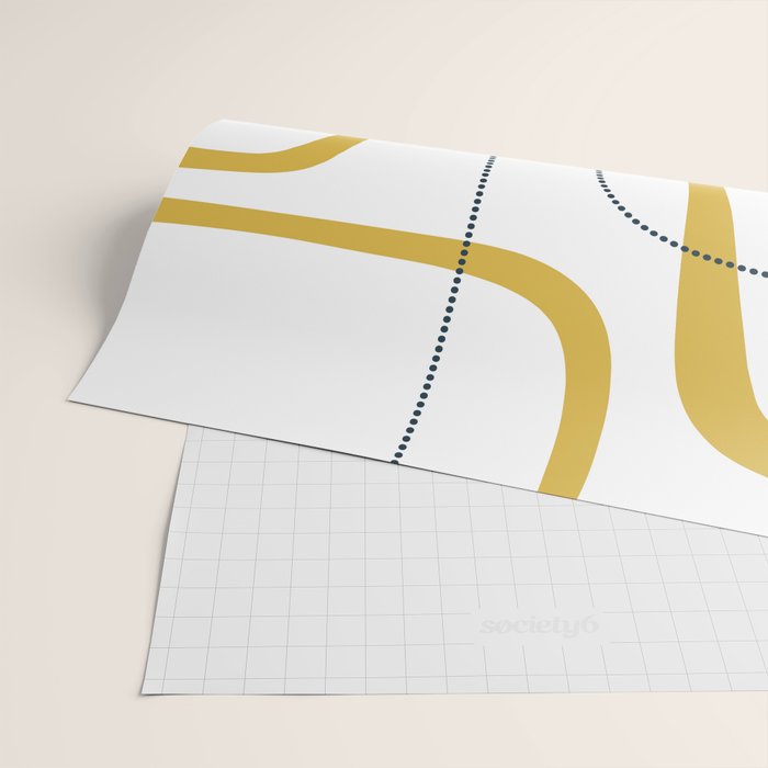 Mustard Rings Midcentury Modern Minimalist Abstract with Navy Blue and White Wrapping Paper Gallery Image 2