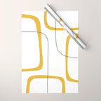 Mustard Rings Midcentury Modern Minimalist Abstract with Navy Blue and White Wrapping Paper Gallery Image 1